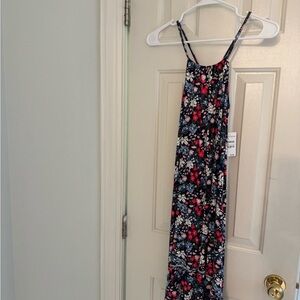 Ruche Navy Floral Maxi Dress